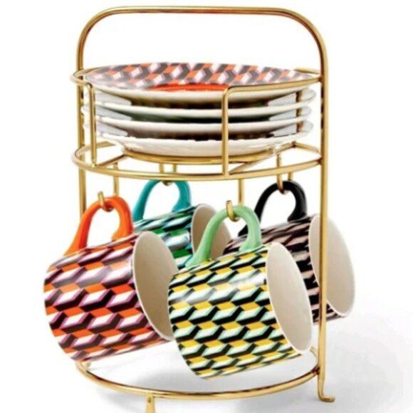 NWT Arrow Geo Mug Drinkware Set with Saucers & Stand -- DVF for Target - Picture 1 of 3
